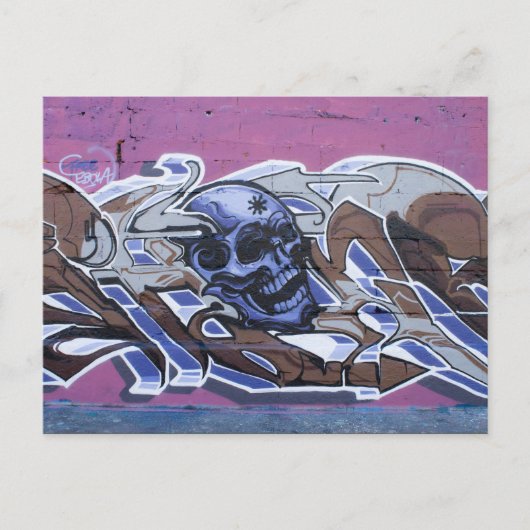 Blue Bonehead Graffiti Briefkaart (Voorkant)