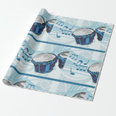 Blue Bongo Drum Music Cadeaupapier (Uitgerold)
