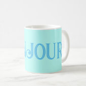 Blue Bonjour Aqua Coffee Mug (Devant droit)