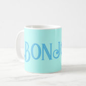 Blue Bonjour Aqua Coffee Mug (Devant gauche)