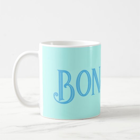 Blue Bonjour Aqua Coffee Mug (Gauche)