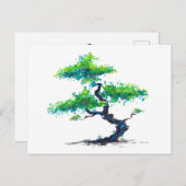 Blue Bonsai Waterverf Briefkaart (Voorkant / Achterkant)
