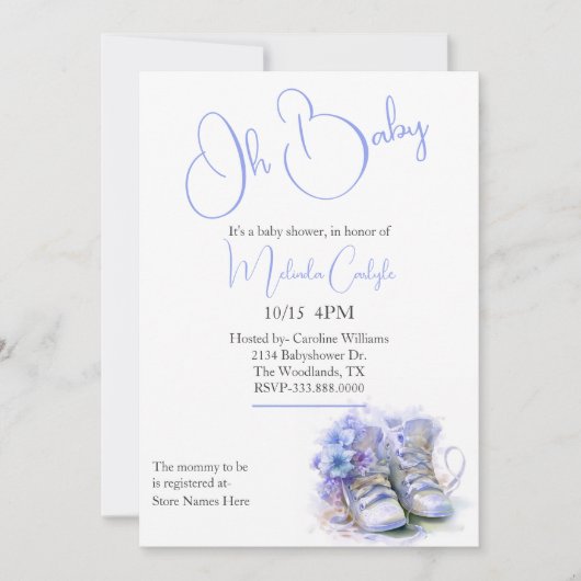 Blue Booties Boy Baby shower Kaart (Voorkant)