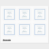 Blue Border Classic Traditionele bruiloft Vierkante Sticker (Vel)