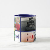 Blue Border Kind Favoriete Initiaal Photo Keepomwi Mok (Midden)