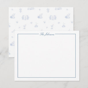 Blue Border Personated Stationery Note Card Notitiekaartje