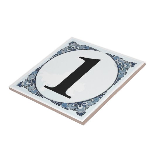 Blue Border Tegel, huisnummers, wijzigingsnummer Tegeltje (Zijkant)