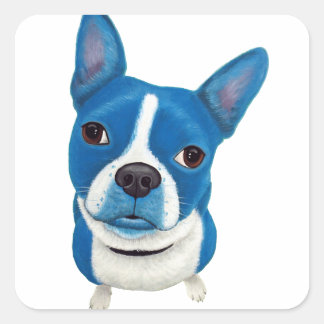 Blue Boston Terrier Vierkante Sticker