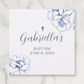 Blue Botanical Floral Baptism  Bedankjes Labels (Achterkant)