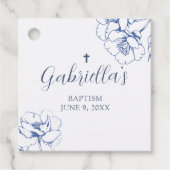 Blue Botanical Floral Baptism  Bedankjes Labels (Voorkant)