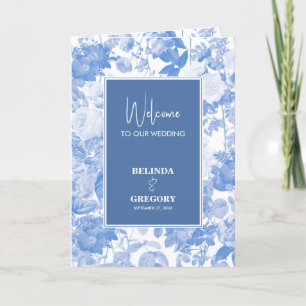 Blue Botanical Florals Wedding Order of Service Programma