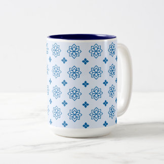 Blue Botanical Inspired Motif Tweekleurige Koffiemok