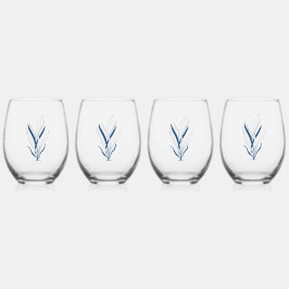 Blue Botanical | Minimal Coastal Wijnglas Zonder Voet