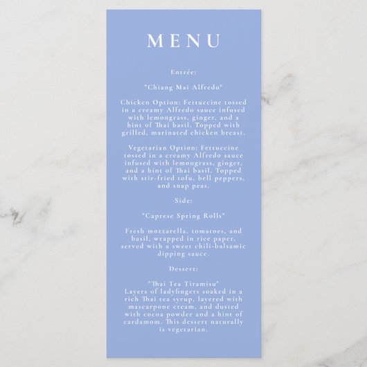 Blue Botanical Modern Wedding Menu (Voorkant)