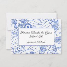Blue Botanical Personalized Floral Wedding Bedankkaart