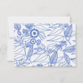 Blue Botanical Personalized Floral Wedding Bedankkaart (Achterkant)