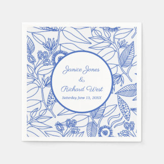 Blue Botanical Personalized Navy Lijst Wedding Servet