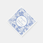 Blue Botanical Personalized Navy Lijst Wedding Servet (Hoek)