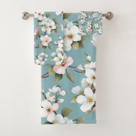 Blue Botanical Spring Dogwood Bad Handdoek