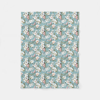 Blue Botanical Spring Dogwood Fleece Deken