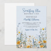 Blue Botanical Wildflower Bridal Shower Kaart (Voorkant / Achterkant)