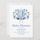 Blue Botens & Strikken Baby Shower Kaart (Voorkant)