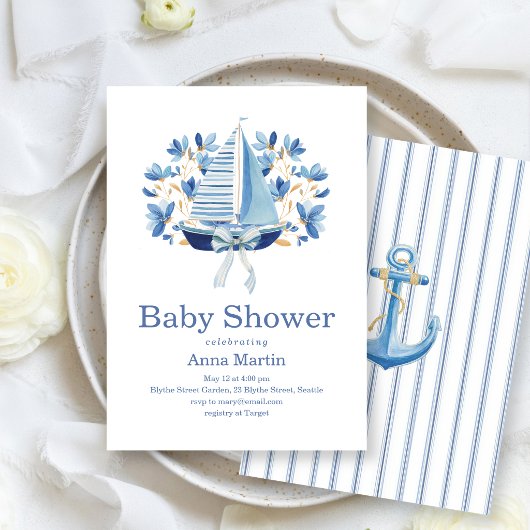 Blue Botens & Strikken Baby Shower Kaart