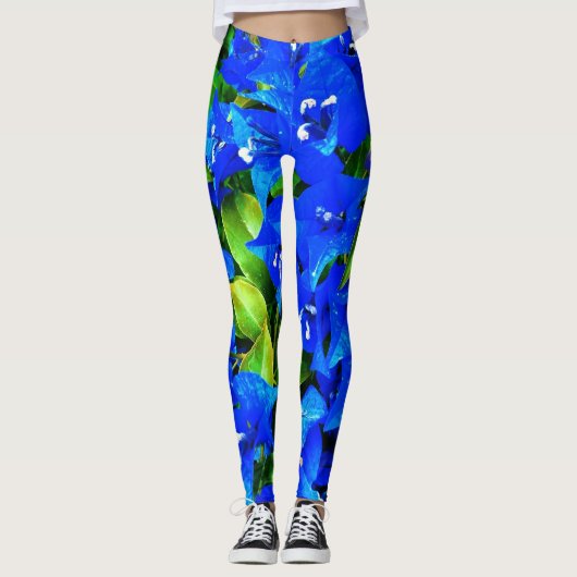 Blue Bougainvillea Leggings (Voorkant)