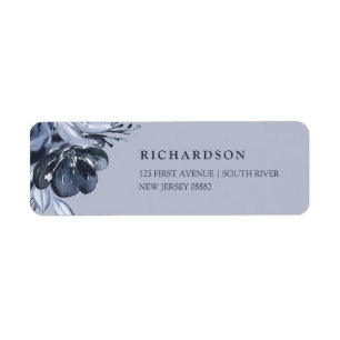 Blue Bouquet Waterverf Floral Etiket