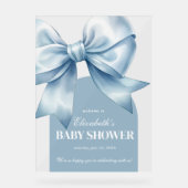 Blue Bow Baby Boy Elegant Baby Shower Welcome (Recto)