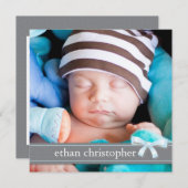 Blue Bow Baby Boy Foto geboorteaankondiging Aankondiging (Voorkant / Achterkant)