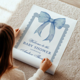 Blue Bow Baby Boy Shower Welkomstbord Poster