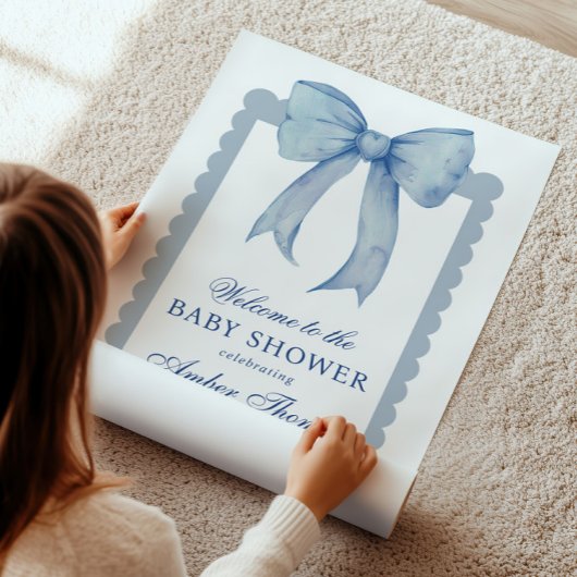 Blue Bow Baby Boy Shower Welkomstbord Poster