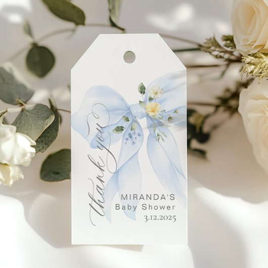 Blue bow Baby in Bloom bloemendank u Cadeaulabel