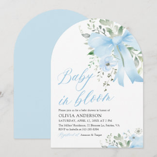 Blue Bow Baby in Bloom Floral Boy Arch Baby shower Kaart