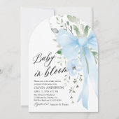 Blue Bow Baby in Bloom Floral Boy Arch Baby shower Kaart (Voorkant)
