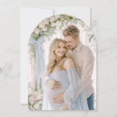 Blue Bow Baby in Bloom Floral Boy Baby shower Kaart (Achterkant)