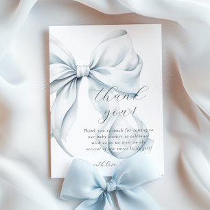 Blue Bow-Baby shower Bedankkaart
