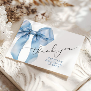 Blue Bow Baby shower Bedankt kaart