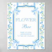 Blue Bow Baby shower Boy Flower Bar Poster (Voorkant)