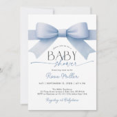 Blue Bow Baby Shower Boy Invitation (Devant)