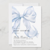 Blue Bow Baby Shower Coquette Bow Kaart (Voorkant)