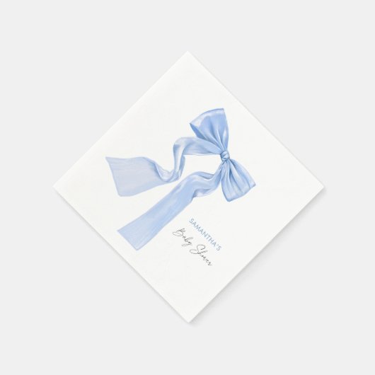 Blue Bow Baby shower Elegant papier Servet (Hoek)