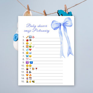 blue bow baby shower emoji Pictionary spel