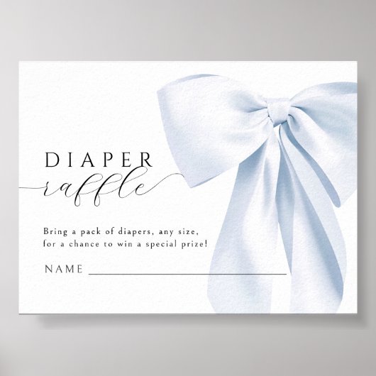 Blue Bow Baby shower Instant Download Poster (Voorkant)