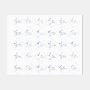 Blue Bow Baby shower Invitation, Jongen Baby showe Labels