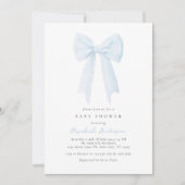 Blue Bow Baby shower Invitation Kaart (Voorkant)