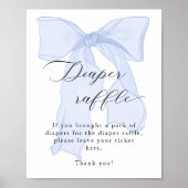 Blue Bow Baby shower Luier Raffle Poster (Voorkant)