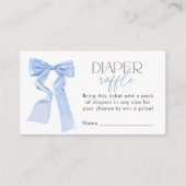 Blue Bow Baby shower Luier Raffle ticket Informatiekaartje (Voorkant)