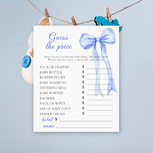 Blue bow baby shower - Raad de prijs Game